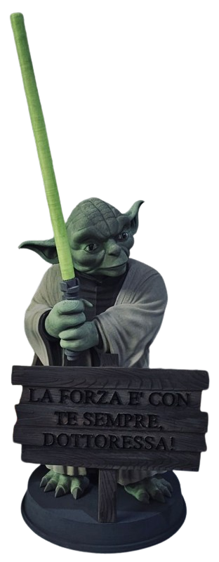 Statuetta Maestro Jedi con Spada Laser